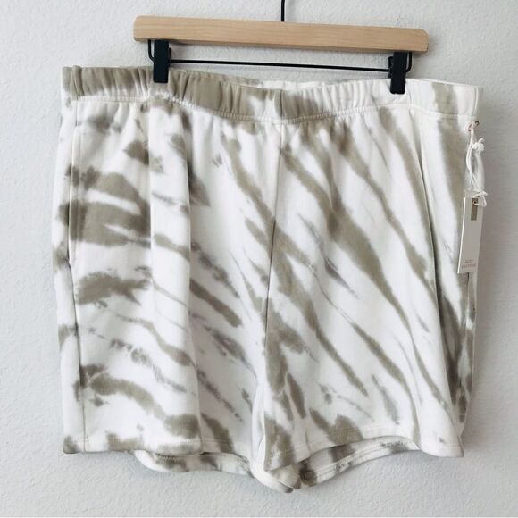 New! Good American Summer Sweat Tie Dye Drawstring Jogger Lounging Casual Shorts - Picture 3 of 7